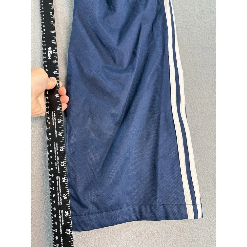 Y2k Adidas Track Pants Mens L Blue Climalite Stripes Elastic Waist Athletic